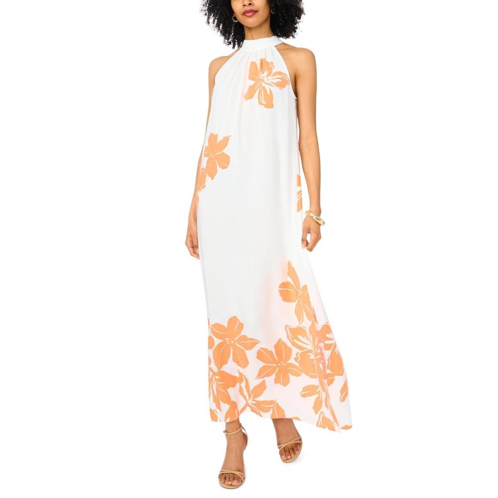 image:imageVince Camuto Womens Halter High Neck Maxi DressTangerine