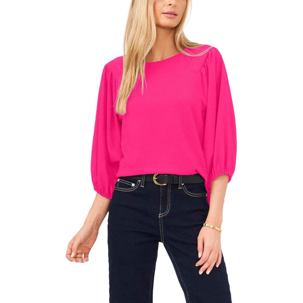 image:imageVince Camuto Womens Puff Sleeve Knit TopModern Pink