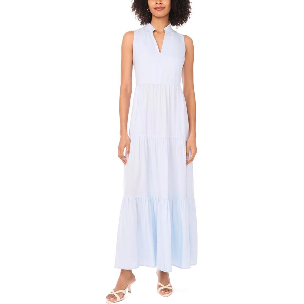 image:imageVince Camuto Womens Sleeveless VNeck Tiered Maxi DressSky