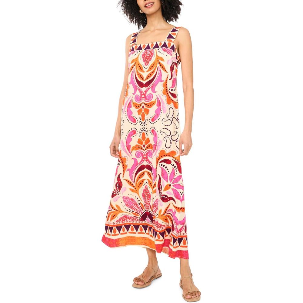 image:imageVince Camuto Womens Smocked Back Challis Maxi DressRaspberry Sorbet