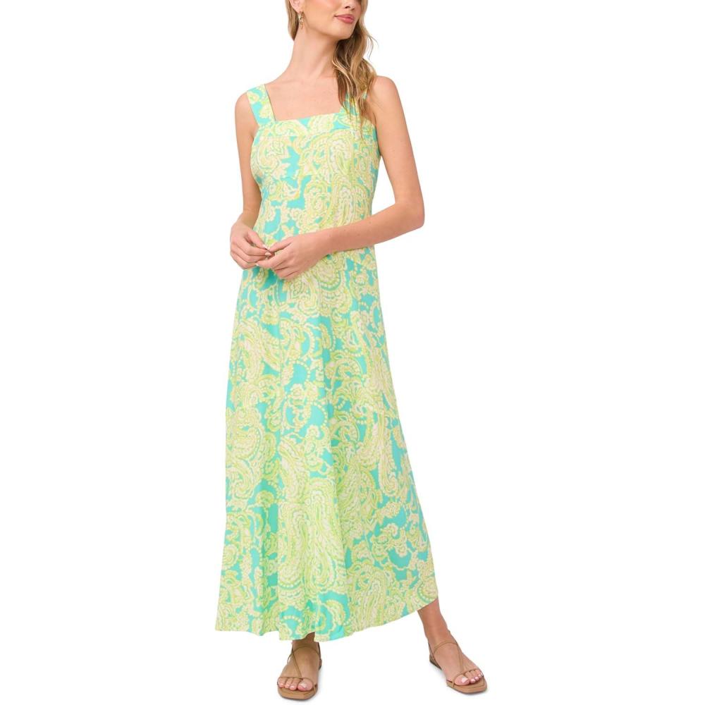 image:imageVince Camuto Womens Square Neck Floral Maxi DressLime Press