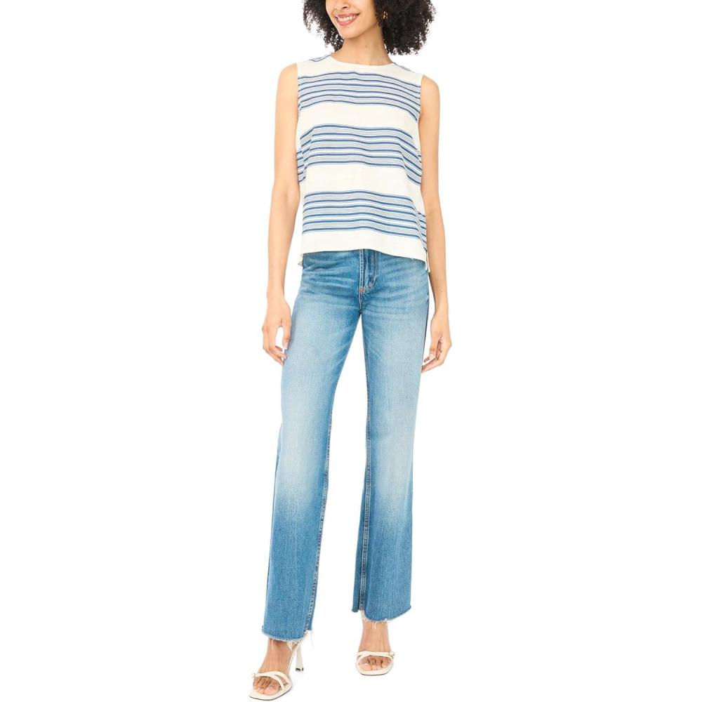 image:imageVince Camuto Womens Striped Sleeveless Crew Neck TopDenim