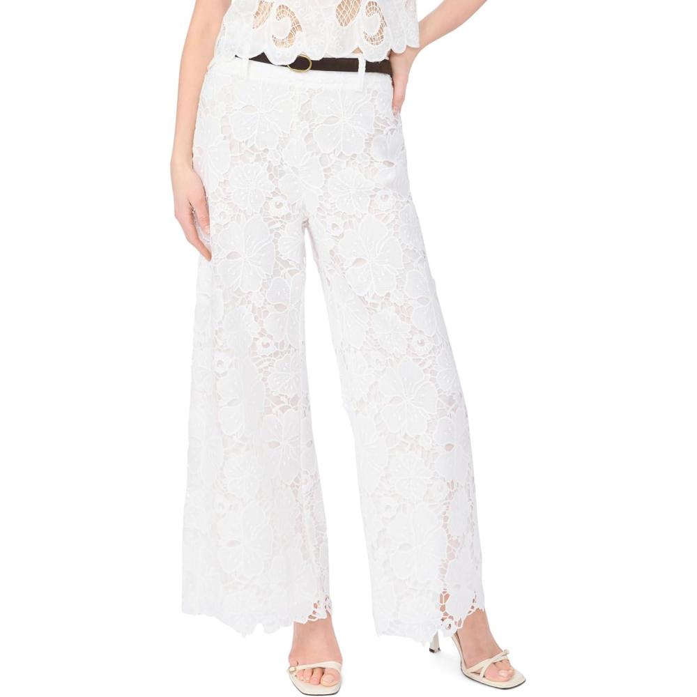 image:imageVince Camuto Womens Wide Leg Pull on Lace PantUltra White