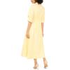 Vince Camuto Women’s 3/4 Sleeve Button Up Maxi Pleated Shirt Dress(Lemon Cream)