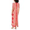 Vince Camuto Women’s 3/4 Sleeve Crew Neck Maxi Dress(Lobster Red)