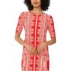 Vince Camuto Women’s 3/4 Sleeve Crew Neck Maxi Dress(Lobster Red)