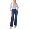 Vince Camuto Women’s 3/4 Sleeve Striped Linen Raglan Button Down Blouse(Denim)