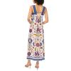Vince Camuto Women’s Beaded Spaghetti Strap Smocked Bodice Maxi Dress(New Ivory)