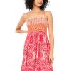 Vince Camuto Women’s Beaded Spaghetti Strap Smocked Bodice Maxi Dress(Tangerine)