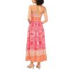 Vince Camuto Women’s Beaded Spaghetti Strap Smocked Bodice Maxi Dress(Tangerine)