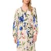 Vince Camuto Women’s Double Side Slit V-Neck Long Sleeve Maxi Dress(Deep Blue)