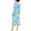 Vince Camuto Women’s Floral Collared Belted Midi Shirt Dress(Deep Blue)