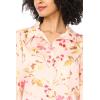 Vince Camuto Women’s Floral Long Sleeve Button Down Ruffle Cuff Blouse(Cozy Peach)
