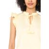 Vince Camuto Women’s Flutter Sleeve Tie Split Neck Blouse(Pale Lemon)