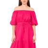 Vince Camuto Women’s Pleated Crew Neck Maxi Dress(Bright Rose)