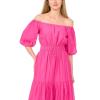 Vince Camuto Women’s Pleated Crew Neck Maxi Dress(Raspberry Sorbet)