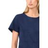 Vince Camuto Women’s Short Sleeve Panneled Shift Mini Dress with Exposed Stitching(Classic Navy)