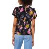 Vince Camuto Women’s Short Sleeve Smocked Waist Panel Printed Tee(Rich Black)