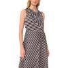 Vince Camuto Women’s Striped Cowlneck Sleeveless Midi Dress(Rich Black)