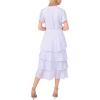 Vince Camuto Women’s V-Neck Four Tier Layered Midi Dress(Lake Breeze)