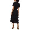 Vince Camuto Women’s V-Neck Four Tier Layered Midi Dress(Rich Black)