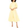 Vince Camuto Women’s 3/4 Sleeve Button Up Maxi Pleated Shirt Dress(Lemon Cream)