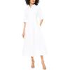 Vince Camuto Women’s 3/4 Sleeve Button Up Maxi Pleated Shirt Dress(Ultra White)