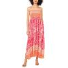 Vince Camuto Women’s Beaded Spaghetti Strap Smocked Bodice Maxi Dress(Tangerine)