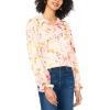 Vince Camuto Women’s Floral Long Sleeve Button Down Ruffle Cuff Blouse(Cozy Peach)