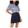 Vince Camuto Womens Flutter Sleeve Collar Button-Down(Classic Navy)