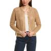 Vince Camuto Women’s Pointelle Long Sleeve Cardigan(Latte Heather)