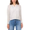 Vince Camuto Women’s Pointelle Long Sleeve Cardigan(Silver Heather)