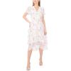 Vince Camuto Women’s Short Sleeve Four Tier Layered V-Neck Midi Dress(Lemon Cream)