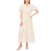Vince Camuto Women’s Tie Waist Split Neck Short Sleeve Maxi Dress(Ultra White)