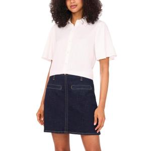 Vince Camuto Womens Flutter Sleeve Collar Button-Down(New Ivory)