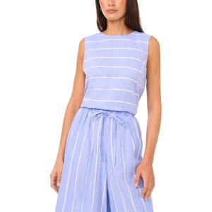 Vince Camuto Women’s Linen Sleeveless Crew Neck Blouse(Ultramarine)