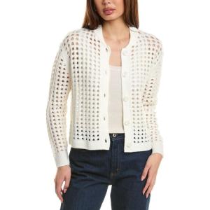 Vince Camuto Women’s Pointelle Long Sleeve Cardigan(Antique White)