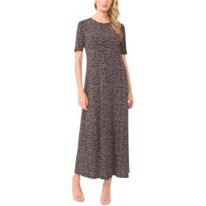Vince Camuto Women’s Short Sleeve Crew Neck Relaxed Maxi Dress(Rich Black)