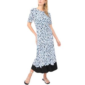 Vince Camuto Women’s Short Sleeve Cross Over Maxi Dress(Rich Black)