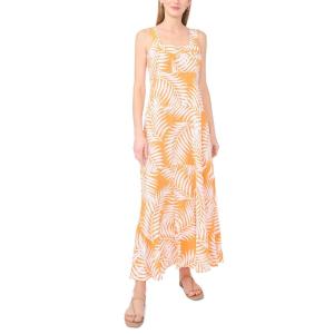 Vince Camuto Women’s Sleeveless Square Neck Tiered Maxi Dress(Tangerine)