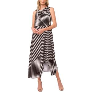 Vince Camuto Women’s Striped Cowlneck Sleeveless Midi Dress(Rich Black)