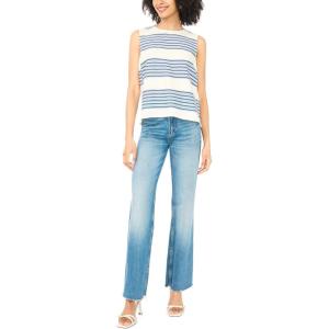 Vince Camuto Women’s Striped Sleeveless Crew Neck Top(Denim)