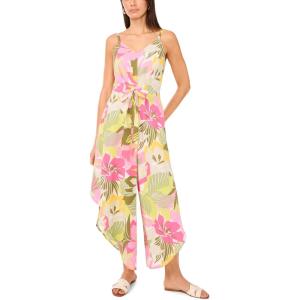 Vince Camuto Women’s V-neck Front Tie Jumpsuit(Flamingo Pink)