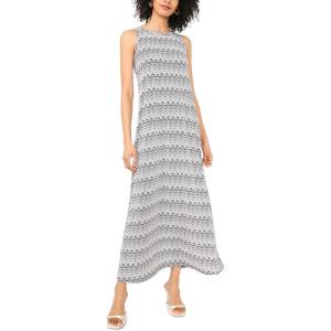 Vince Camuto Women’s Zig Zag Back Keyhole Sleeveless Maxi Dress(Rich Black)