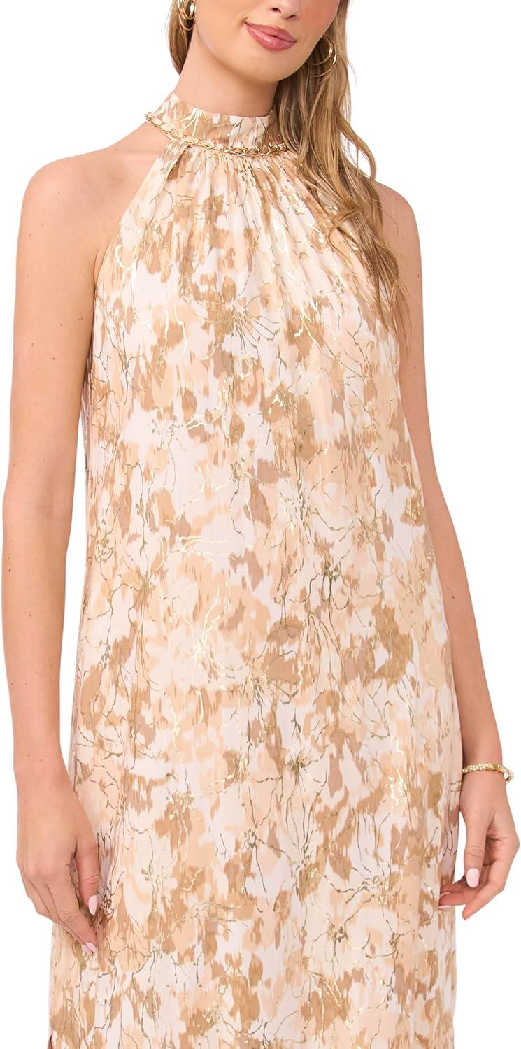 image:imageVince Camuto Womens Halter Neck Maxi Shift DressNatural