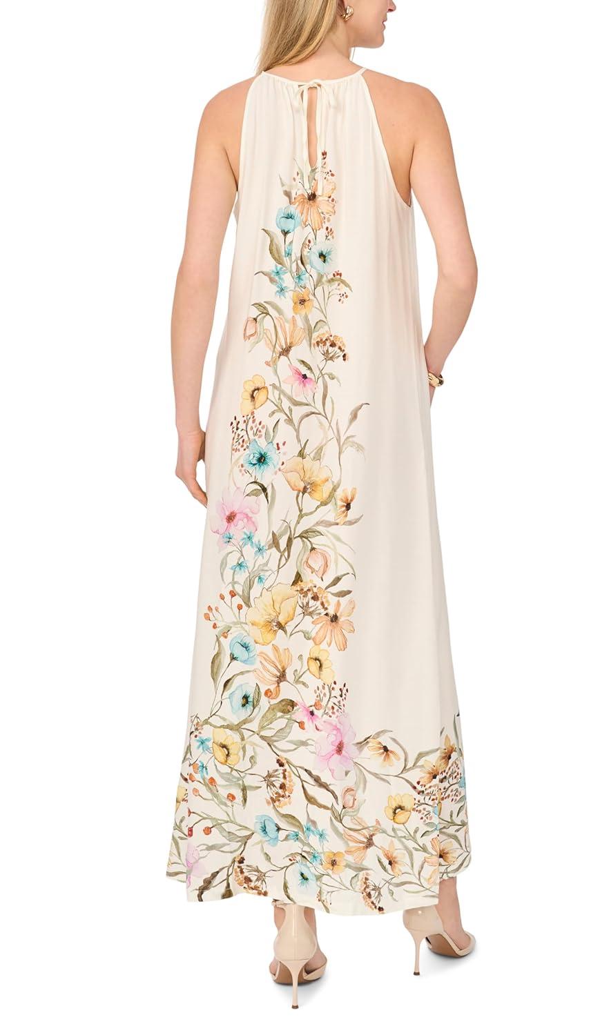 image:imageVince Camuto Womens High Neck Flowy Maxi with TrimAntique White
