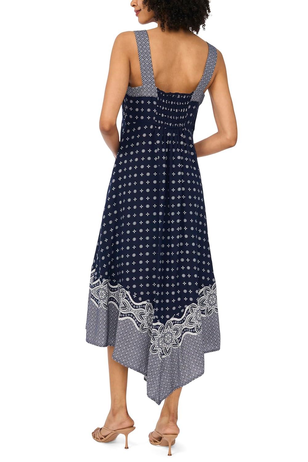 image:imageVince Camuto Womens Printed Hanky Hem Tank Midi DressClassic Navy