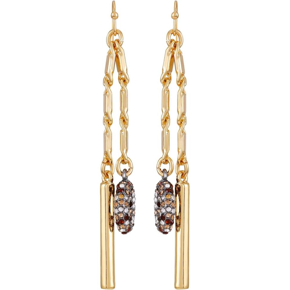 image:imageVince Camuto Goldtone Hematite Crystal Stone Strand Linear Drop Earrings