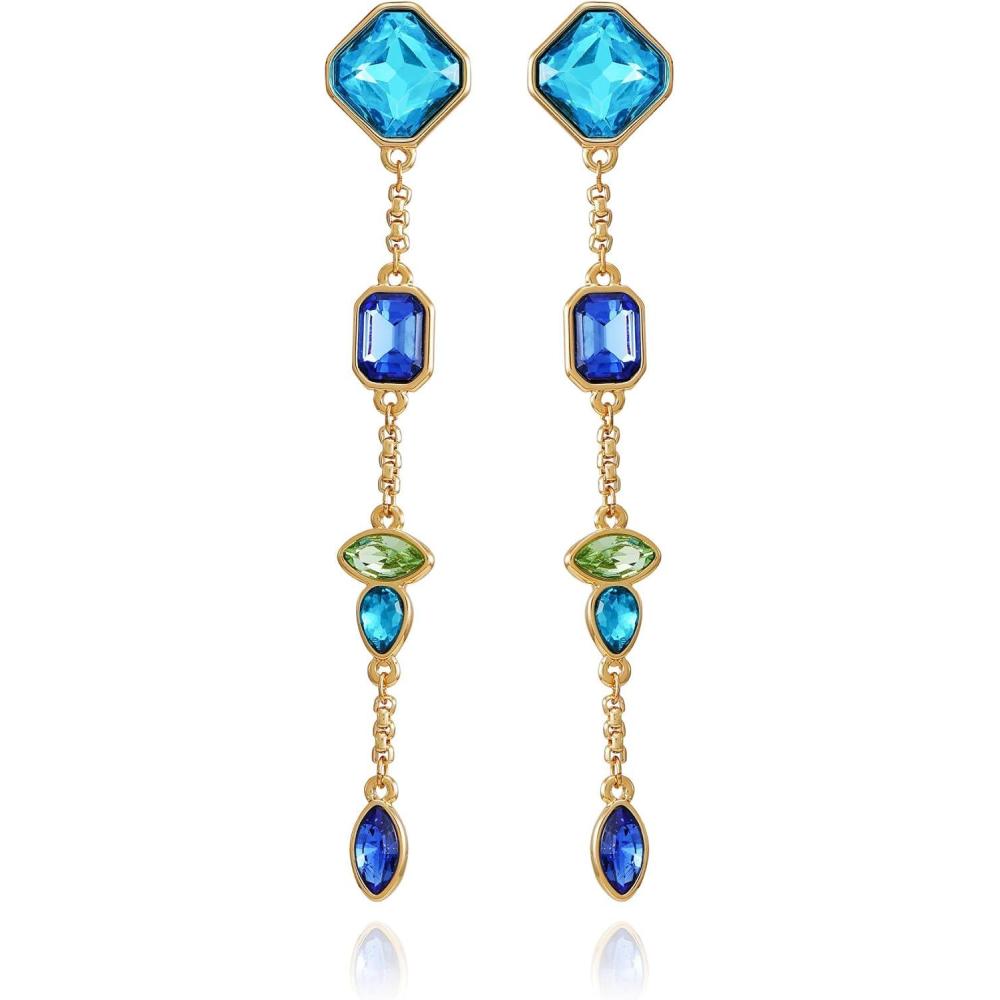 image:imageVince Camuto Goldtone Saphire Glass Stone Drop Dangle Earrings