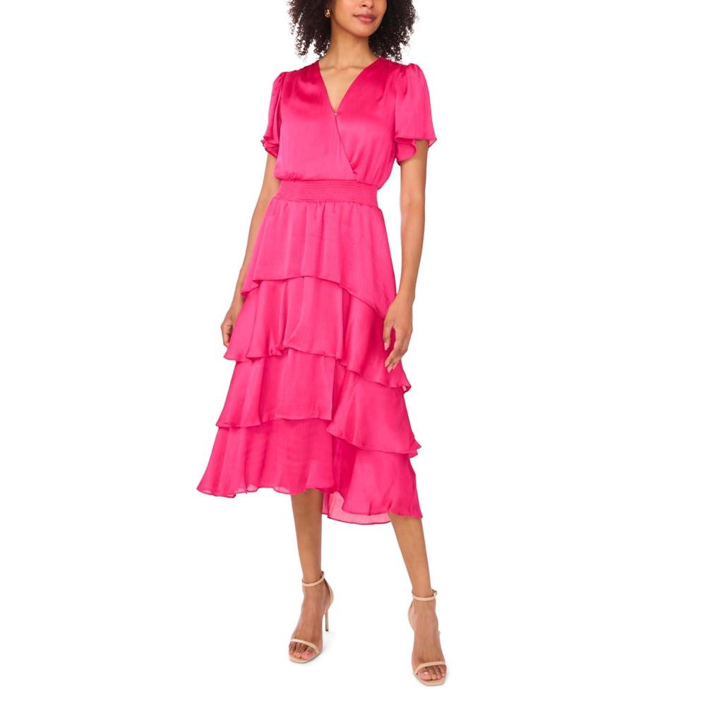 image:imageVince Camuto Womens Flutter Sleeve Tiered Maxi DressBeetroot Pink